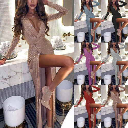 Solid Color And V-neck Shiny Sexy Slim Fit Skirt
