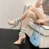 Roman Denim Snake Spring Pointed-toe Stiletto Sandals