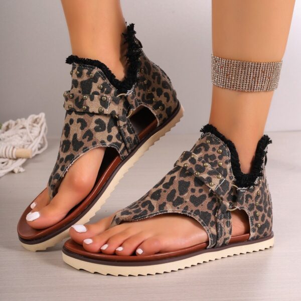 Denim Thong Sandals With Rear Zipper Summer