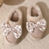 Cute Bowknot Plush Slipper Winter Warm Indoor Floor Bedroom