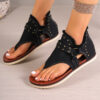 Denim Thong Sandals With Rear Zipper Summer