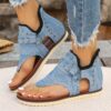 Denim Thong Sandals With Rear Zipper Summer