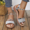 Women's Wedge Sandals Summer Peep Toe Buckle Shoes