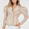 WOMEN'S LONG PUFF SLEEVE BUTTON CLOSURE HIGH-LOW BLAZER