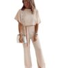 Women's Loose Casual Short-sleeved Lace-up Jumpsuit