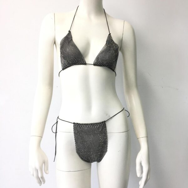 Sexy Stretch Fishnet Rhinestone Tight Group Suit