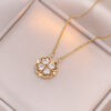 Open And Close Four-leaf Flower Dual-wear Heart-to-heart Necklace