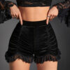 Dark Sexy Retro High Waist Velvet Pleated Shorts