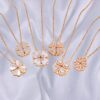 Open And Close Four-leaf Flower Dual-wear Heart-to-heart Necklace