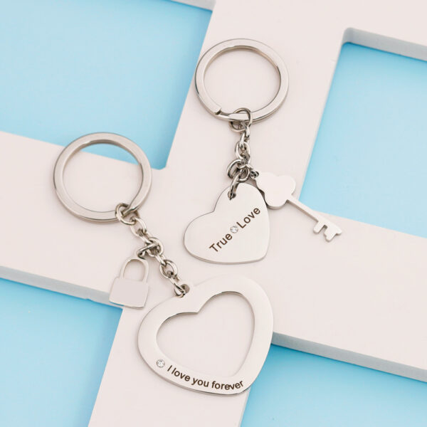 Personalized Engraved Love Heart Lock Keychain