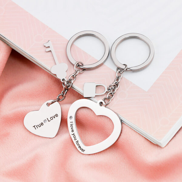 Personalized Engraved Love Heart Lock Keychain