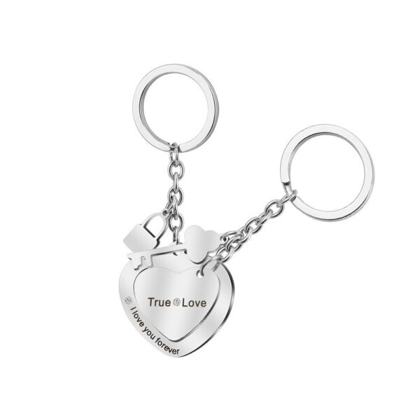 Personalized Engraved Love Heart Lock Keychain